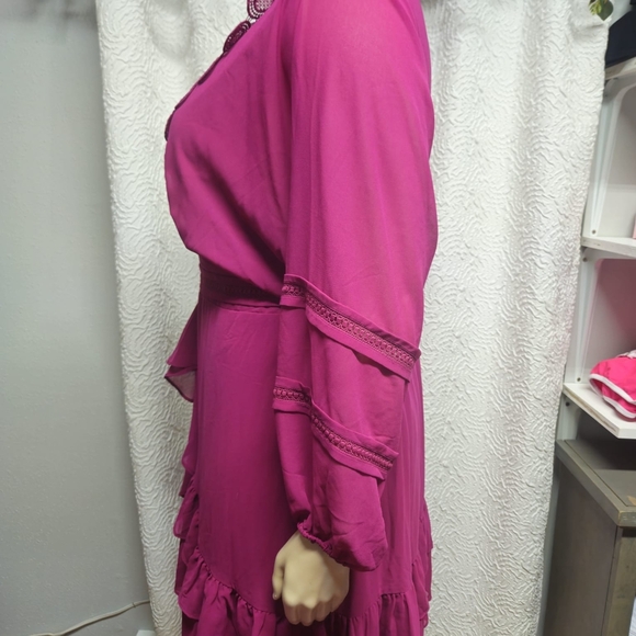 City Chic Pink Embellished Wrap Midi Dress - Picture 7 of 9